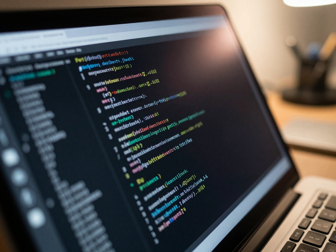 Close‑up of a laptop screen showing a network traffic capture file with packet headers and suspicious payload snippets, shot from above with shallow depth of field and soft overhead lighting.