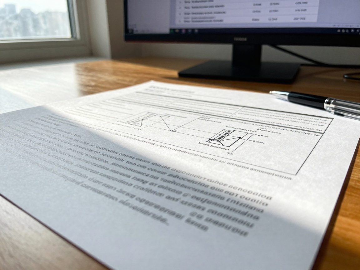 Close-up of a printed penetration testing report on a polished wooden desk, illuminated by natural daylight, with crisp black text and annotated diagrams; a pen rests beside it and a monitor shows remediation tasks in the background.